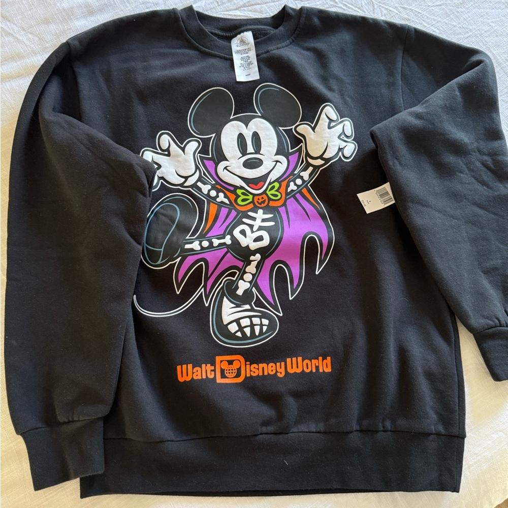 Disney Black Mickey Mouse Halloween Crewneck Sweatshirt